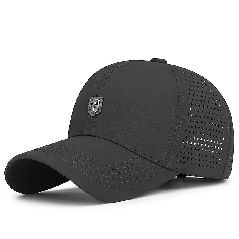 Men Perforated Mesh Baseball Cap Black Summer Sun Protection - Image 4