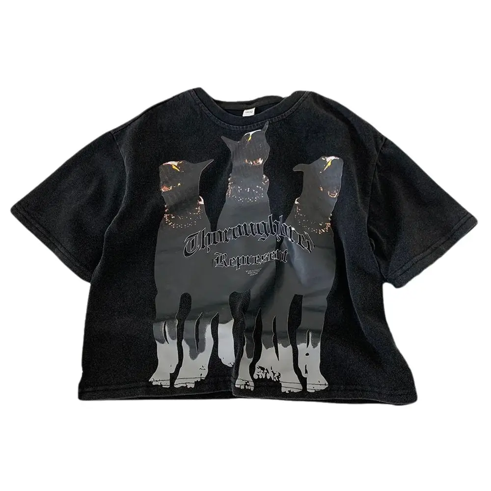 Kids American Style Retro T-Shirt Black Short Sleeve - Image 6