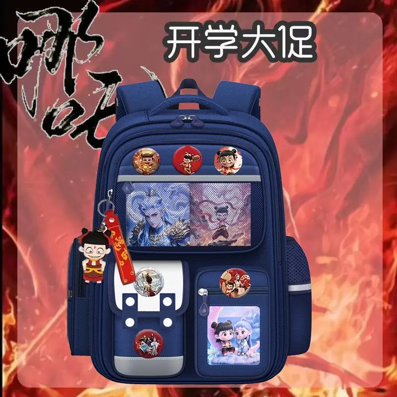 New Nezha Schoolbag Primary School One Two Three Four Five Six Large Capacity Backpack for Girls and Boys Ridge Protection Backpack