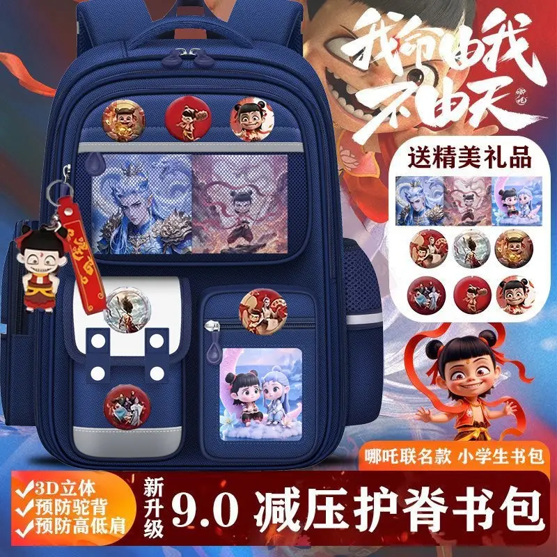 New Nezha Schoolbag Primary School One Two Three Four Five Six Large Capacity Backpack for Girls and Boys Ridge Protection Backpack