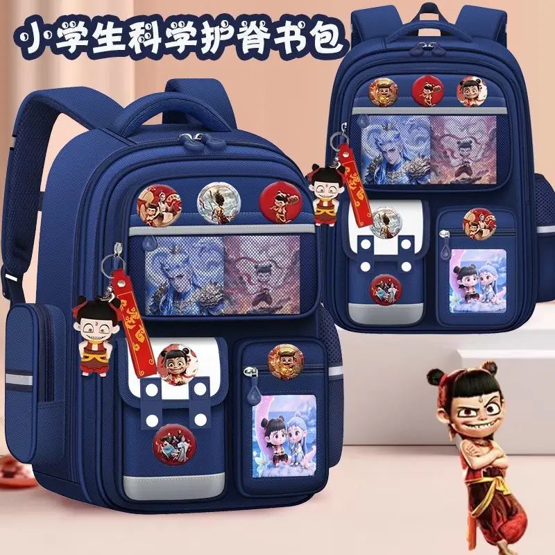 New Nezha Schoolbag Primary School One Two Three Four Five Six Large Capacity Backpack for Girls and Boys Ridge Protection Backpack — feature 1
