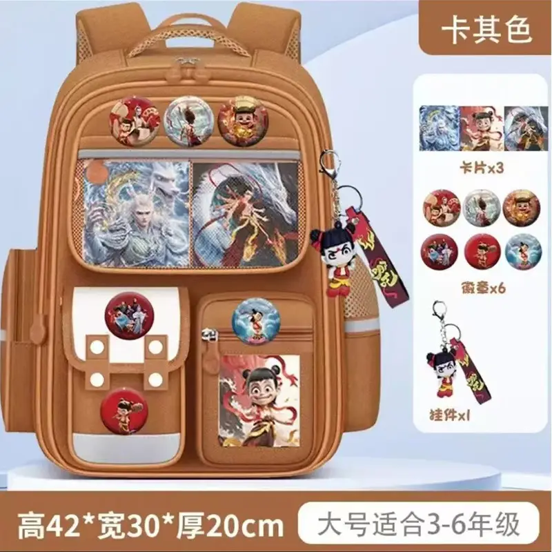 New Nezha Schoolbag Primary School One Two Three Four Five Six Large Capacity Backpack for Girls and Boys Ridge Protection Backpack