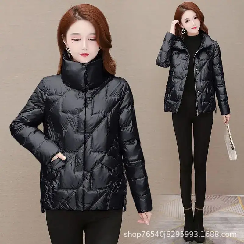 Women Korean Style Black Puffer Coat Plus Size