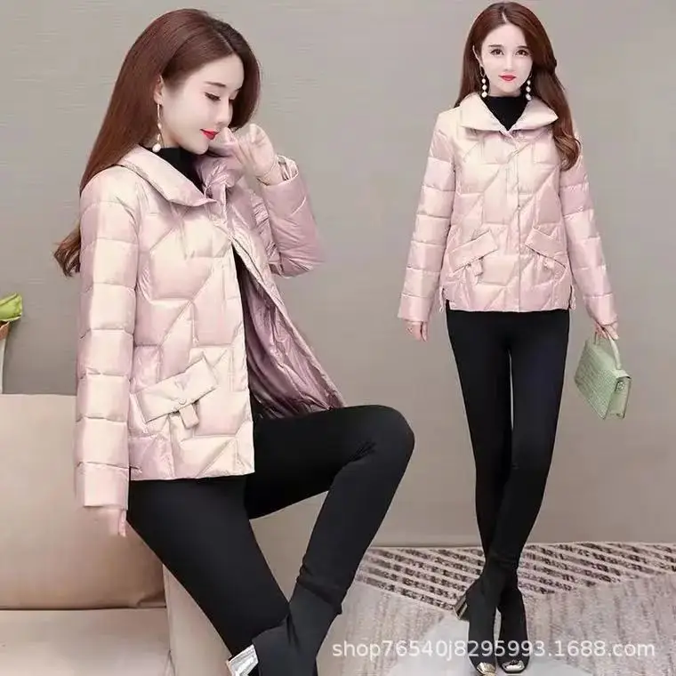 Women Korean Style Black Puffer Coat Plus Size