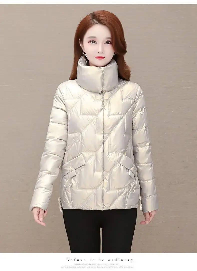 Women Korean Style Black Puffer Coat Plus Size — feature 10