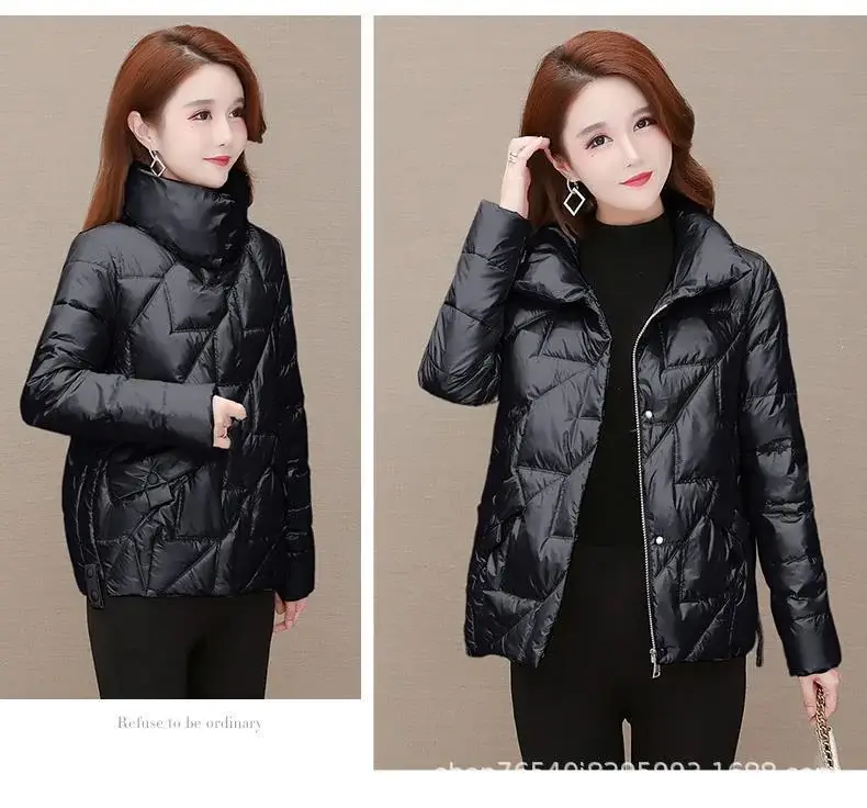 Women Korean Style Black Puffer Coat Plus Size — feature 7