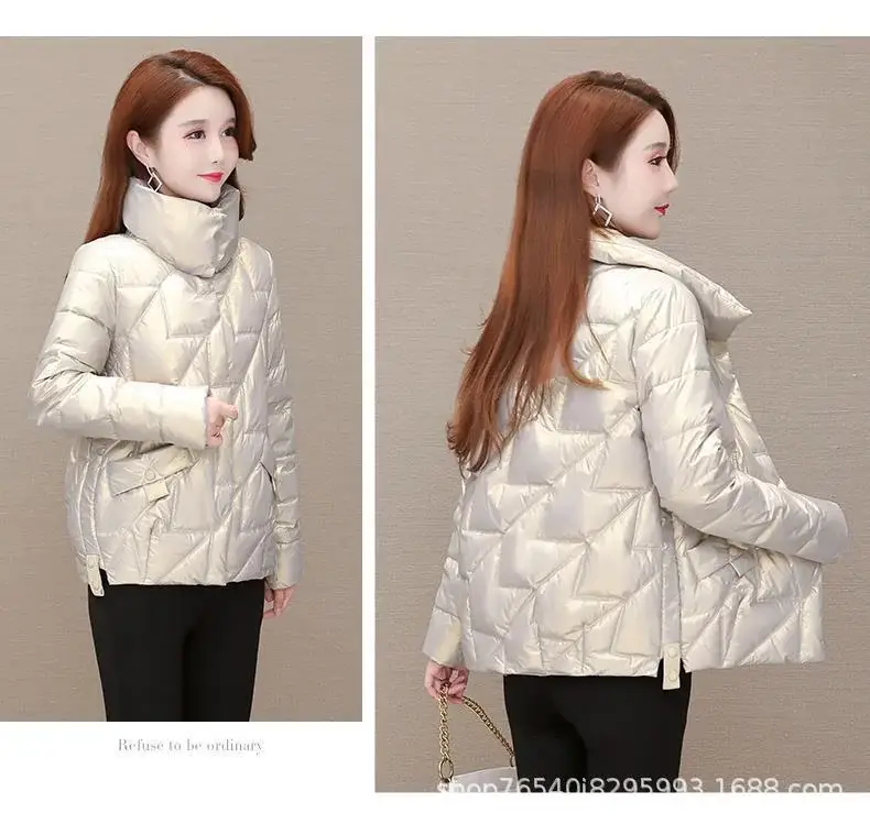 Women Korean Style Black Puffer Coat Plus Size — feature 8