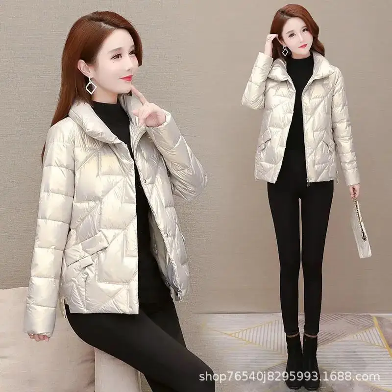Women Korean Style Black Puffer Coat Plus Size