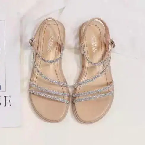 Women's Rhinestone Roman Flat Sandals Summer - Image 6