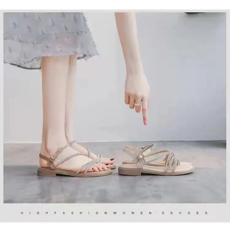 Women's Rhinestone Roman Flat Sandals Summer — feature 7
