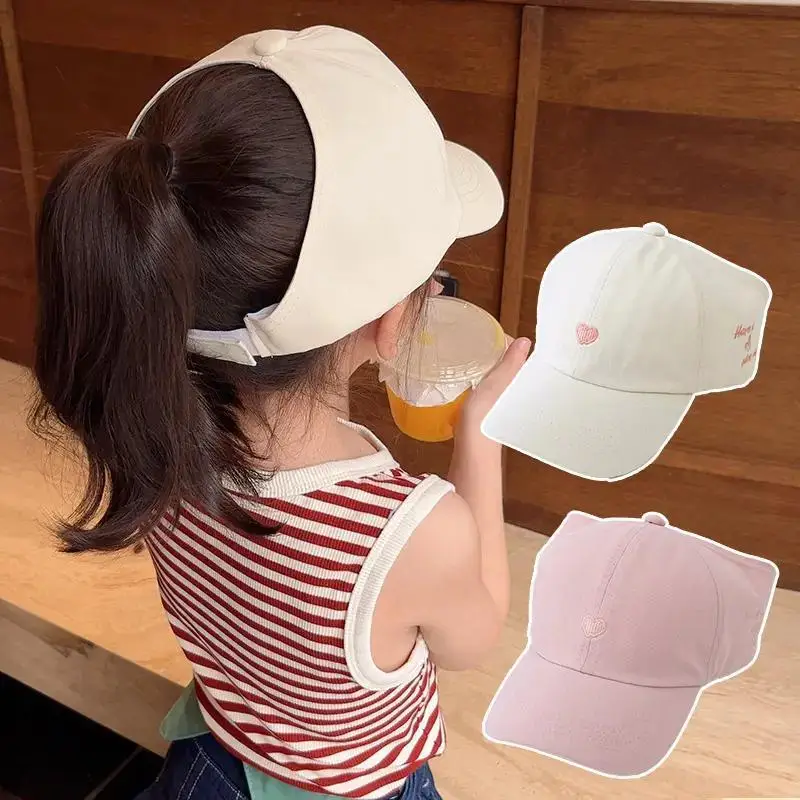 Girls Brown Heart Cap Summer Baseball Cap — feature 2