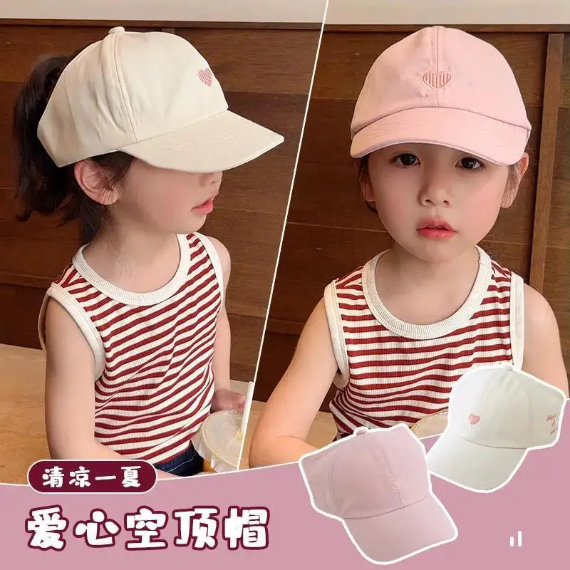 Girls Brown Heart Cap Summer Baseball Cap — feature 3