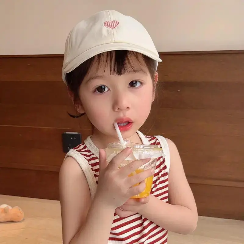 Girls Brown Heart Cap Summer Baseball Cap — feature 4