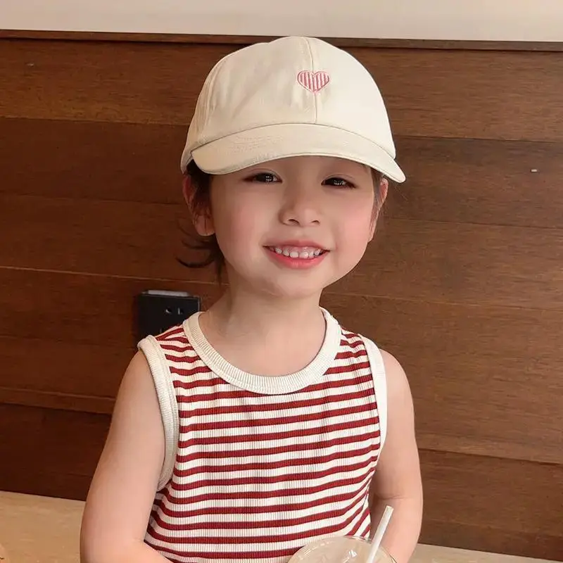 Girls Brown Heart Cap Summer Baseball Cap — feature 6