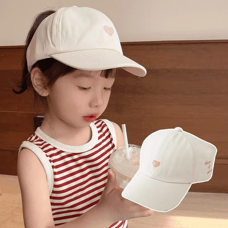 Girls Brown Heart Cap Summer Baseball Cap - Image 3