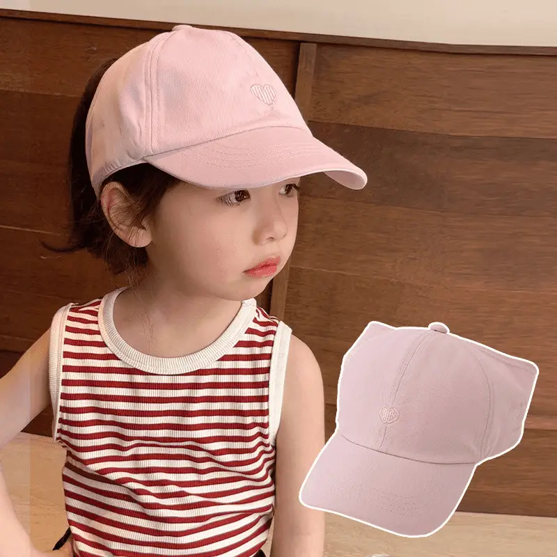 Girls Brown Heart Cap Summer Baseball Cap - Image 4