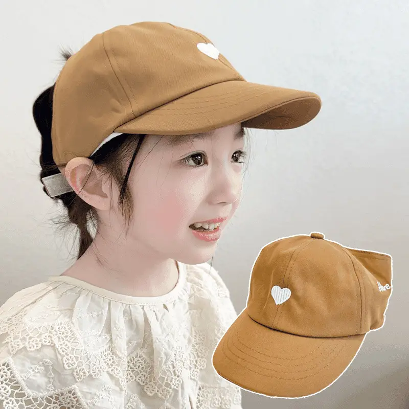 Girls Brown Heart Cap Summer Baseball Cap - Image 5