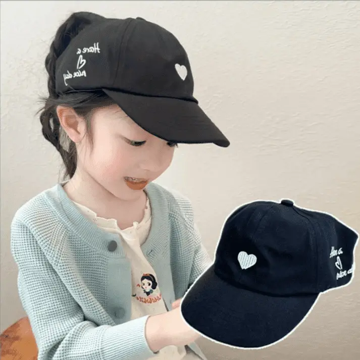 Girls Brown Heart Cap Summer Baseball Cap - Image 6