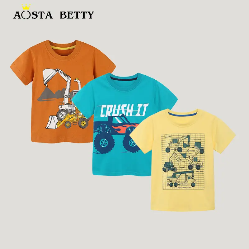 Boys Car Print T-Shirt Brown Short Sleeve - Image 5