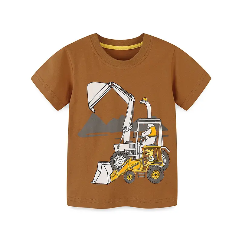 Boys Car Print T-Shirt Brown Short Sleeve - Image 2