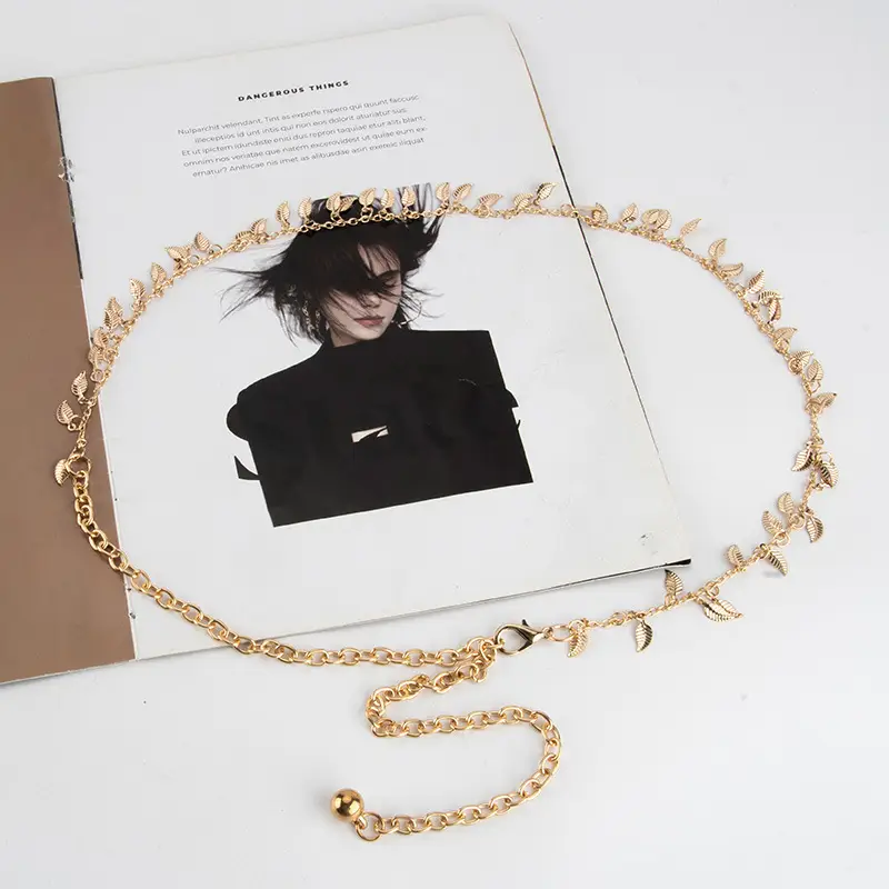 Gold Leaf Metal Waist Chain for Women
