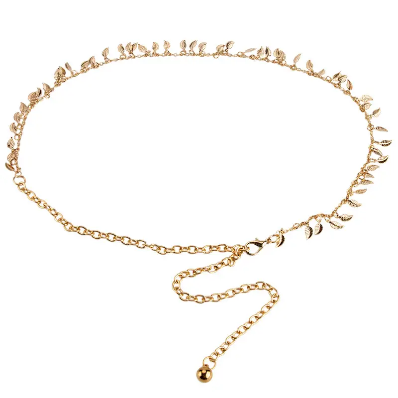 Gold Leaf Metal Waist Chain for Women