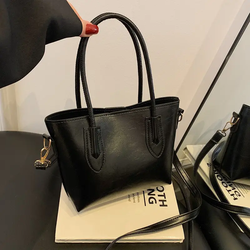 Beige Leather Shoulder Bag Large Capacity Women - Image 8