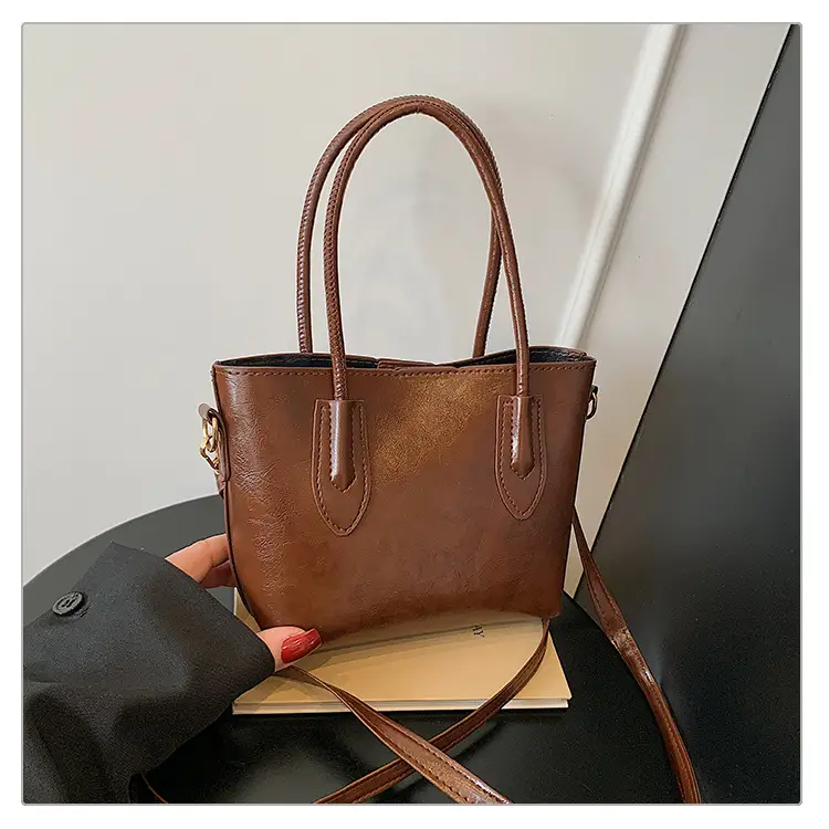 Beige Leather Shoulder Bag Large Capacity Women — feature 25