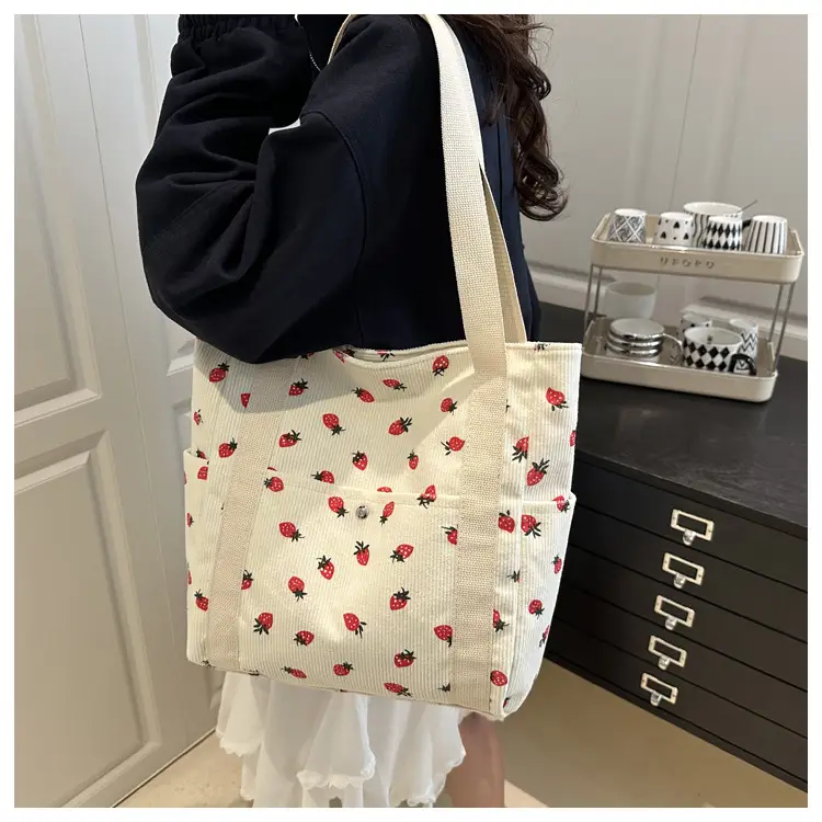 Strawberry Print Women's Tote Bag Large Capacity — feature 10