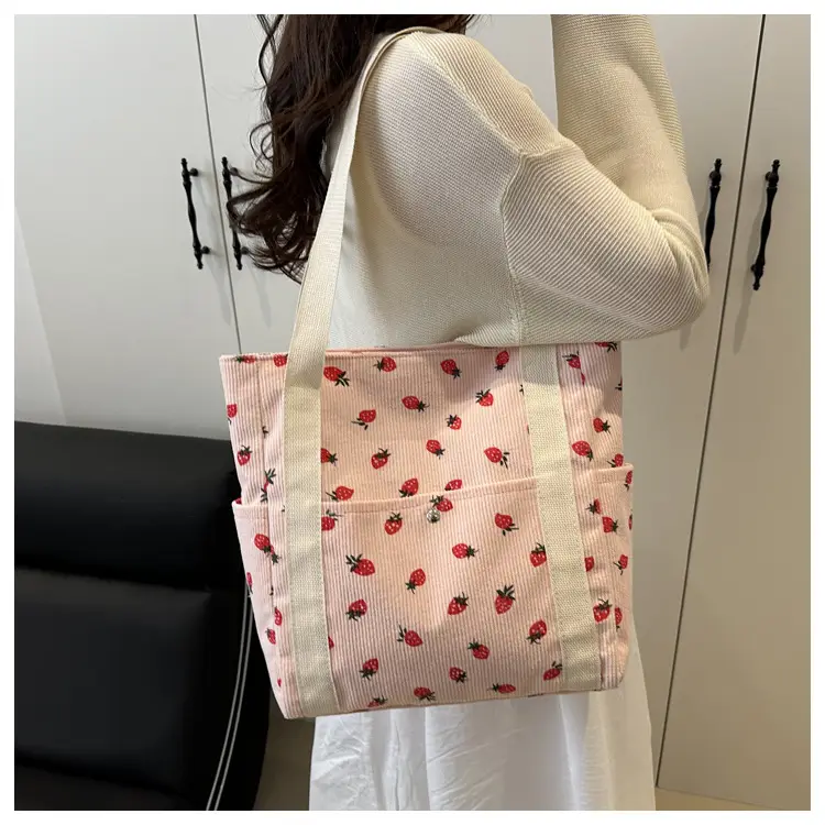 Strawberry Print Women's Tote Bag Large Capacity — feature 18