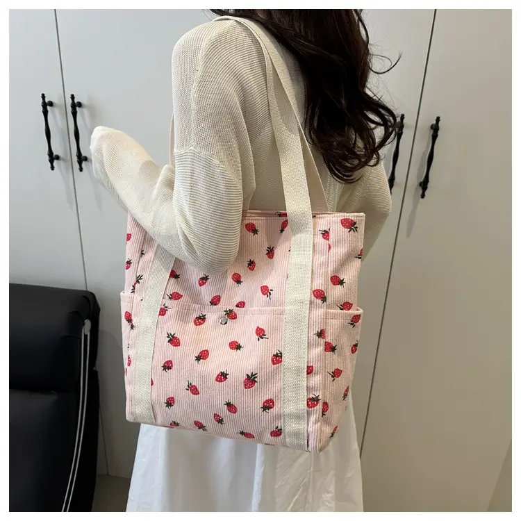 Strawberry Print Women's Tote Bag Large Capacity — feature 19