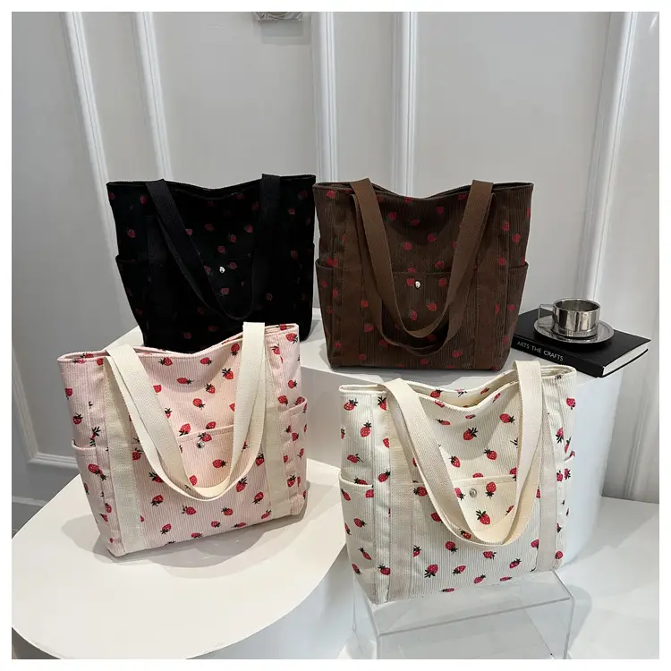 Strawberry Print Women's Tote Bag Large Capacity — feature 20