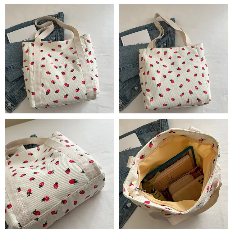Strawberry Print Women's Tote Bag Large Capacity — feature 7