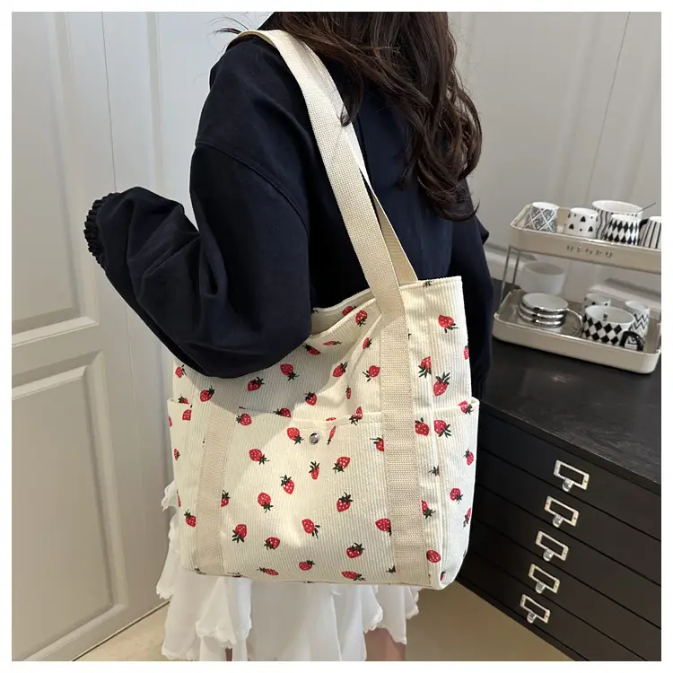 Strawberry Print Women's Tote Bag Large Capacity — feature 9