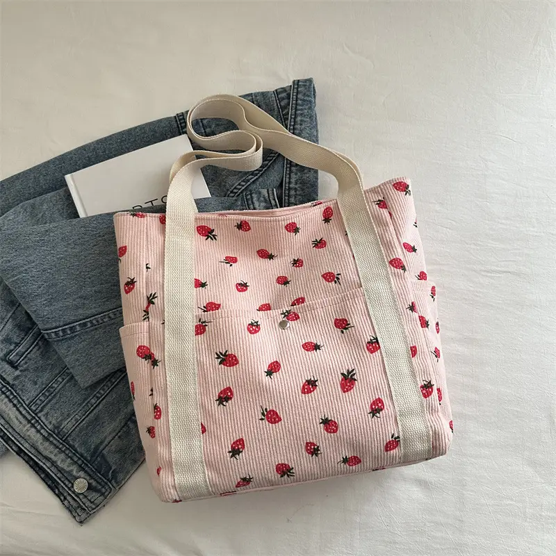 Strawberry Print Women's Tote Bag Large Capacity - Image 3