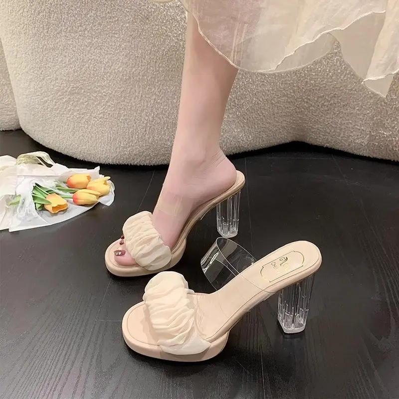 Waterproof Platform Strap Super High Heel Slippers Crystal Heel Thick Heel Sandals Women's Transparent High Heels Women's Summer New Style - Image 9