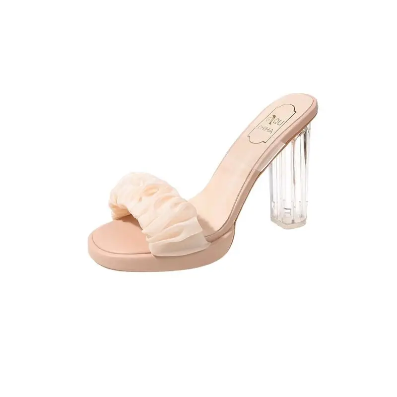 Waterproof Platform Strap Super High Heel Slippers Crystal Heel Thick Heel Sandals Women's Transparent High Heels Women's Summer New Style - Image 11