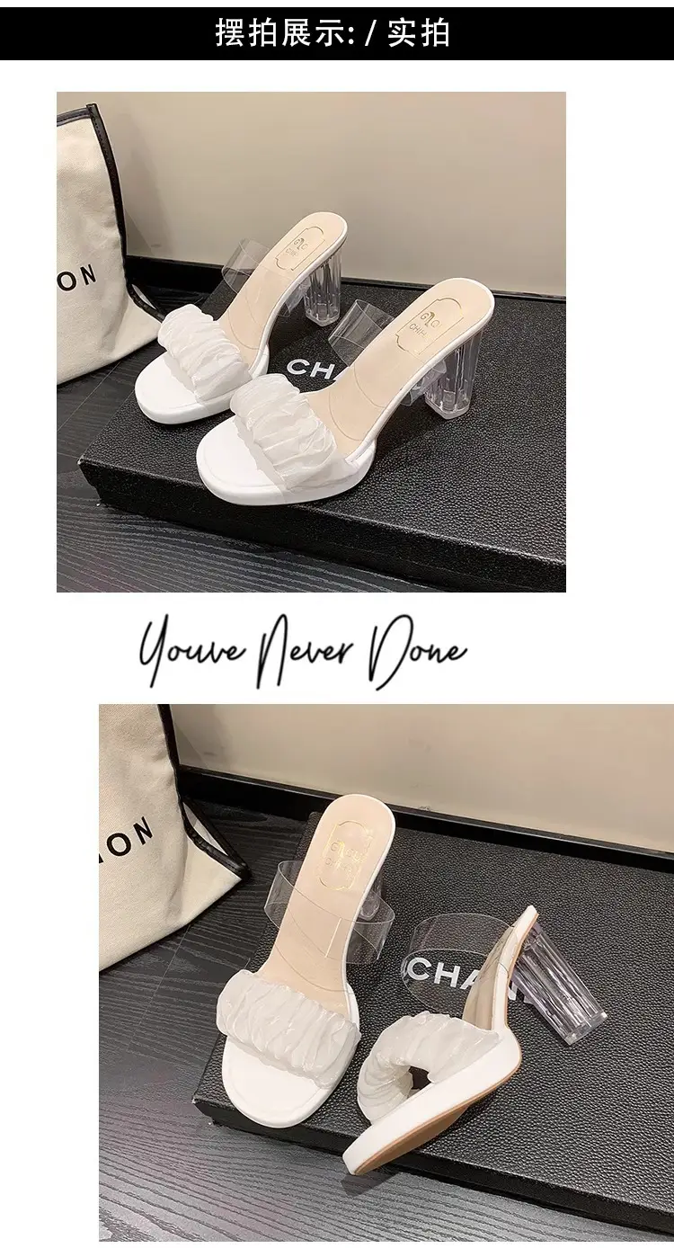 Waterproof Platform Strap Super High Heel Slippers Crystal Heel Thick Heel Sandals Women's Transparent High Heels Women's Summer New Style — feature 8