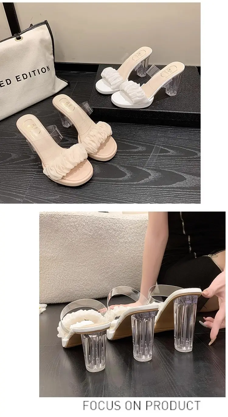 Waterproof Platform Strap Super High Heel Slippers Crystal Heel Thick Heel Sandals Women's Transparent High Heels Women's Summer New Style — feature 9