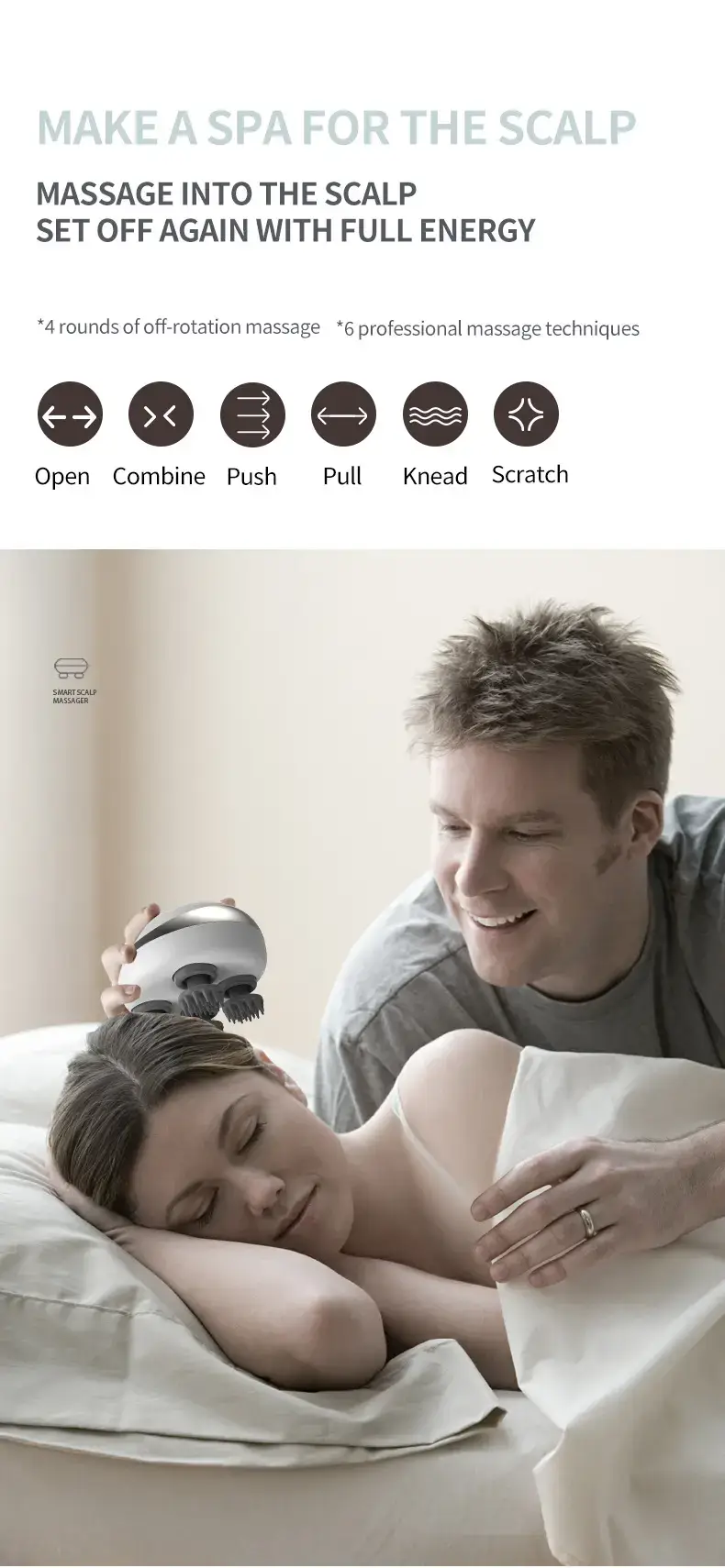 Electric Head Massager with 6 Attachments — feature 4