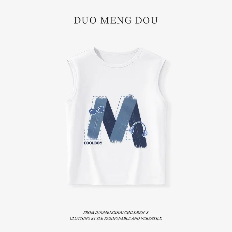 Boys Vest 2025 Summer Light Blue Sleeveless T-Shirt Large Small - Image 2