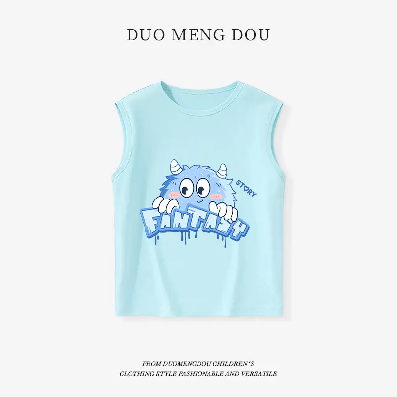 Boys Vest 2025 Summer Light Blue Sleeveless T-Shirt Large Small - Image 7