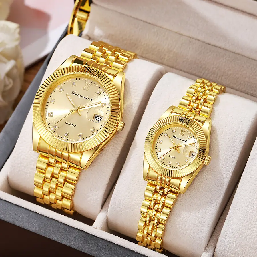 Golden Cross-Couple Watches Set for Men - Image 5