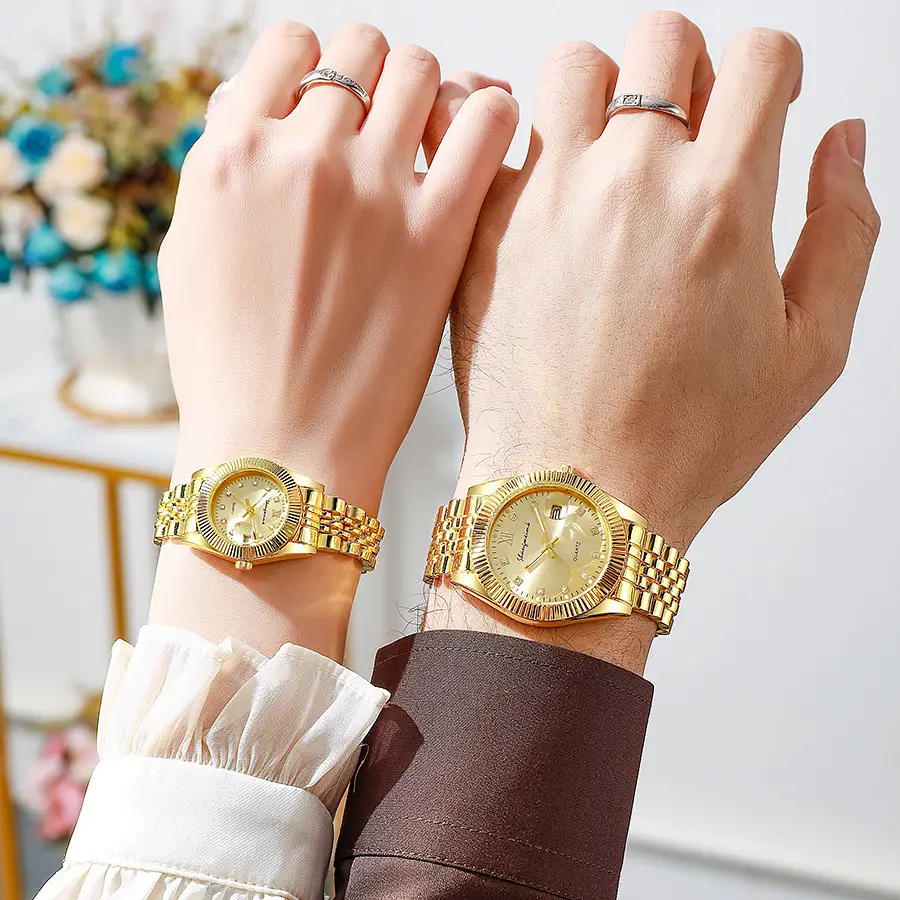 Golden Cross-Couple Watches Set for Men - Image 7