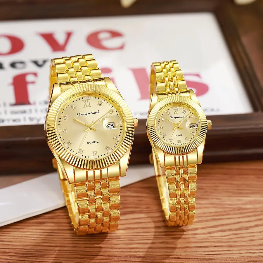 Golden Cross-Couple Watches Set for Men - Image 3