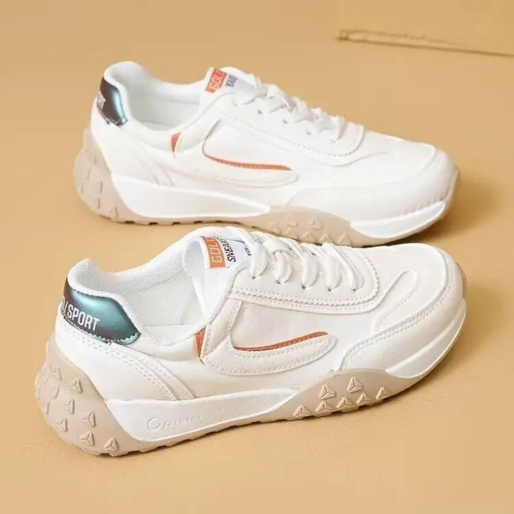 Women's White Casual Chunky Sneakers for Driving & Daily Wear — feature 1