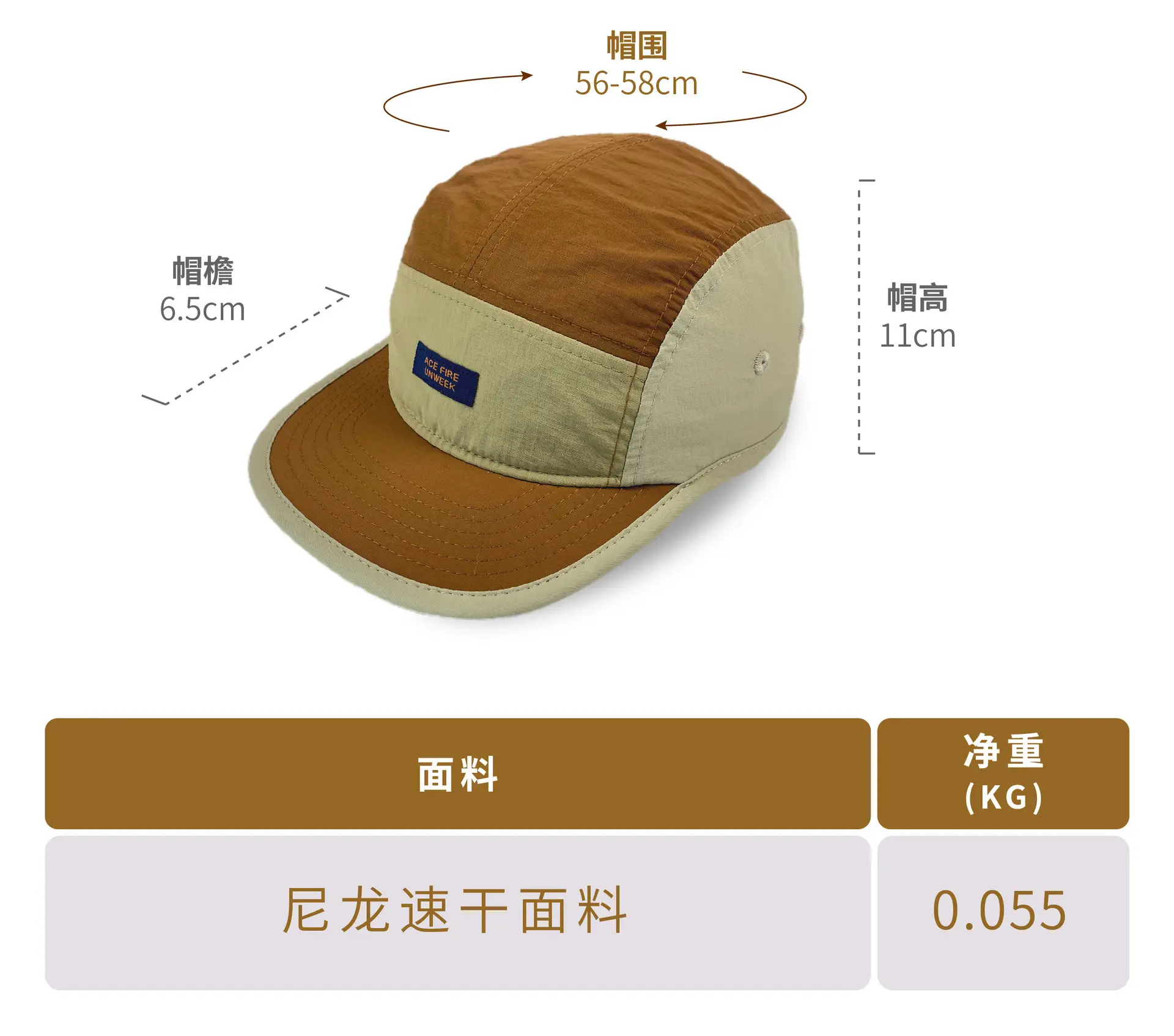 Japanese Niche Flat Brim Five-piece Hat Color Matching Outdoor Cap Spring and Summer Fashional Baseball Cap Women's Quick-drying Fabric Hat — feature 3