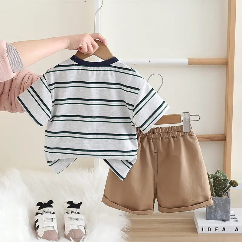 Boys Striped Shorts T-Shirt Set Summer Casual - Image 4