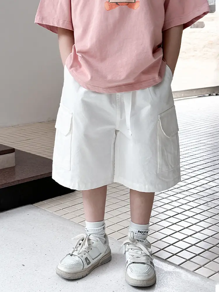 Kids Olive Green Cargo Shorts Middle Large - Image 5