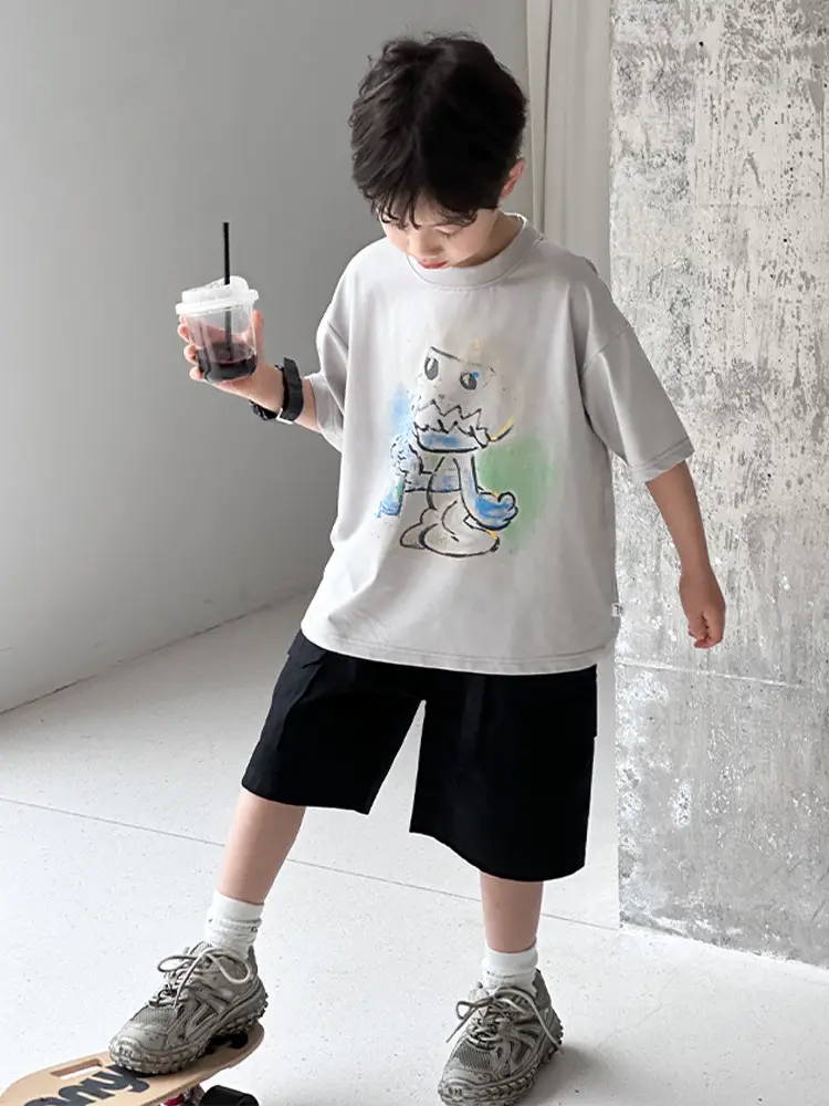 Kids Olive Green Cargo Shorts Middle Large - Image 7